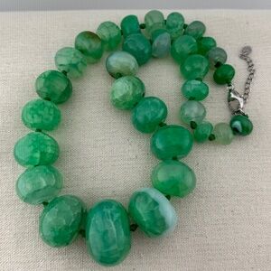 Lucas Lameth LUC Sterling Silver Dyed Green Agate Beaded Necklace